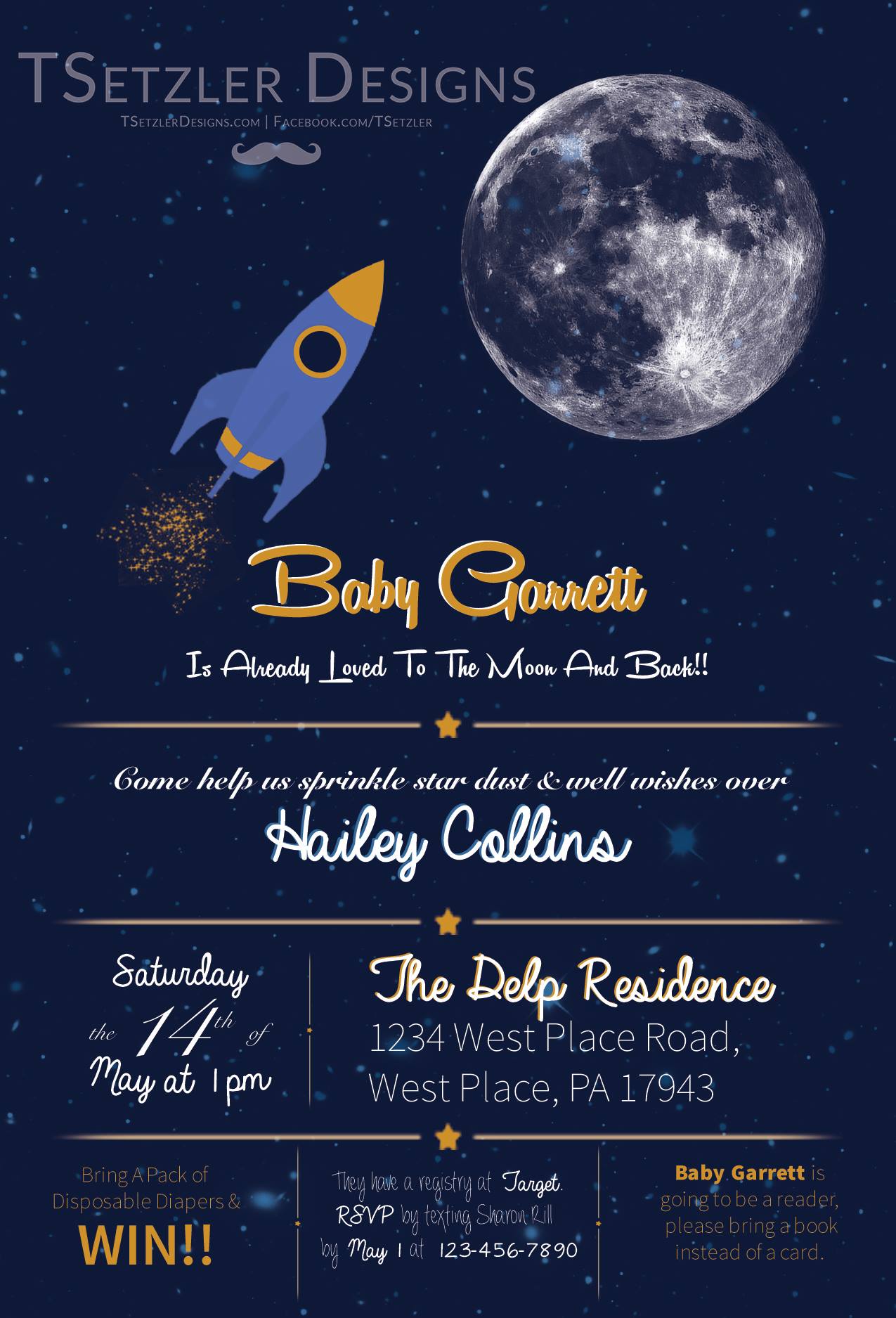 To The Moon Baby Shower