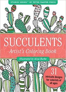Succulents Portable Adult Coloring Book