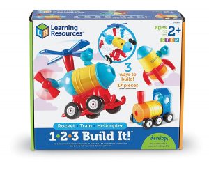 Learning Resources 1-2-3 Build It! Rocket, Train, Helicopter, 15 Pieces