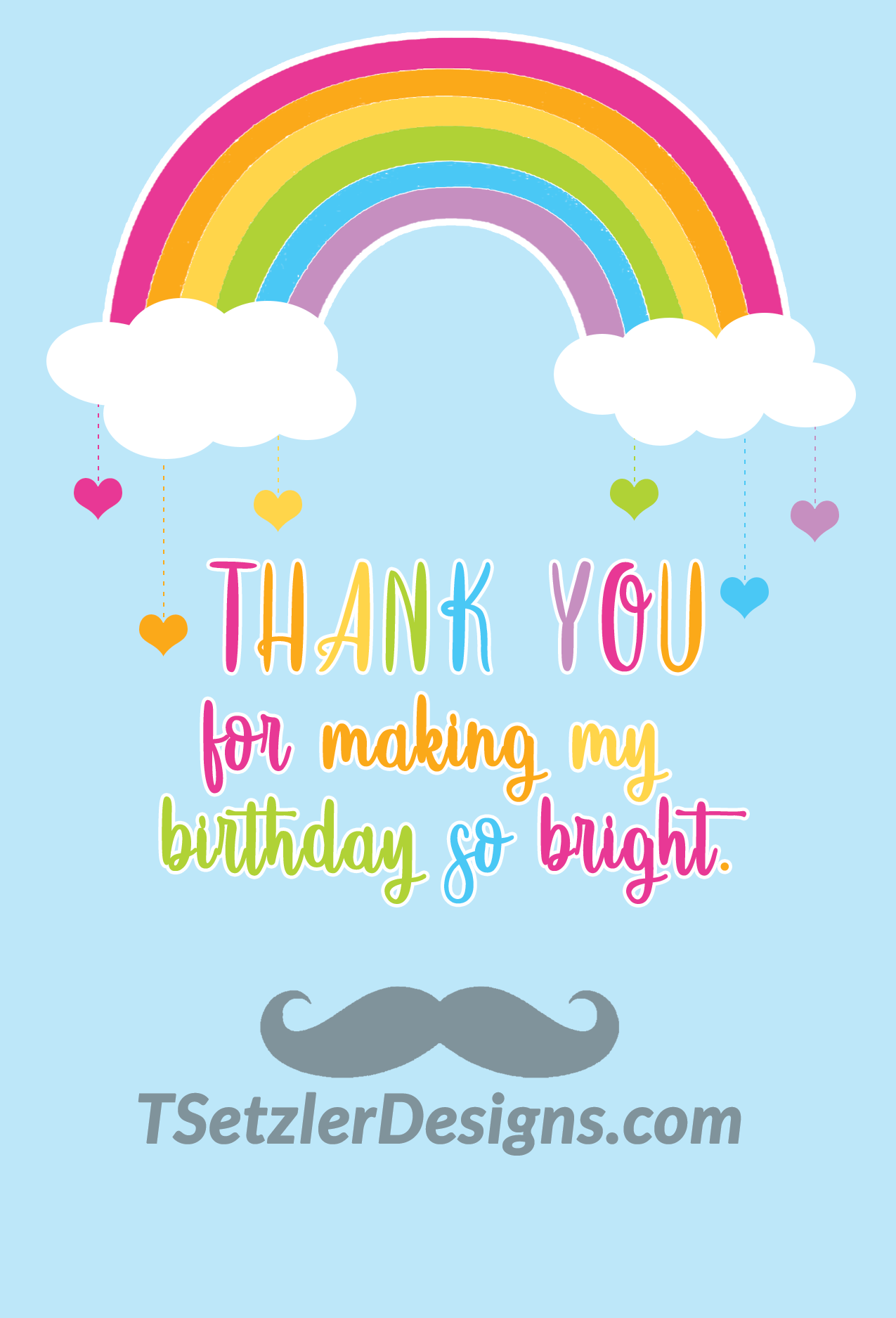 Rainbow Thank You Card TSetzler Designs
