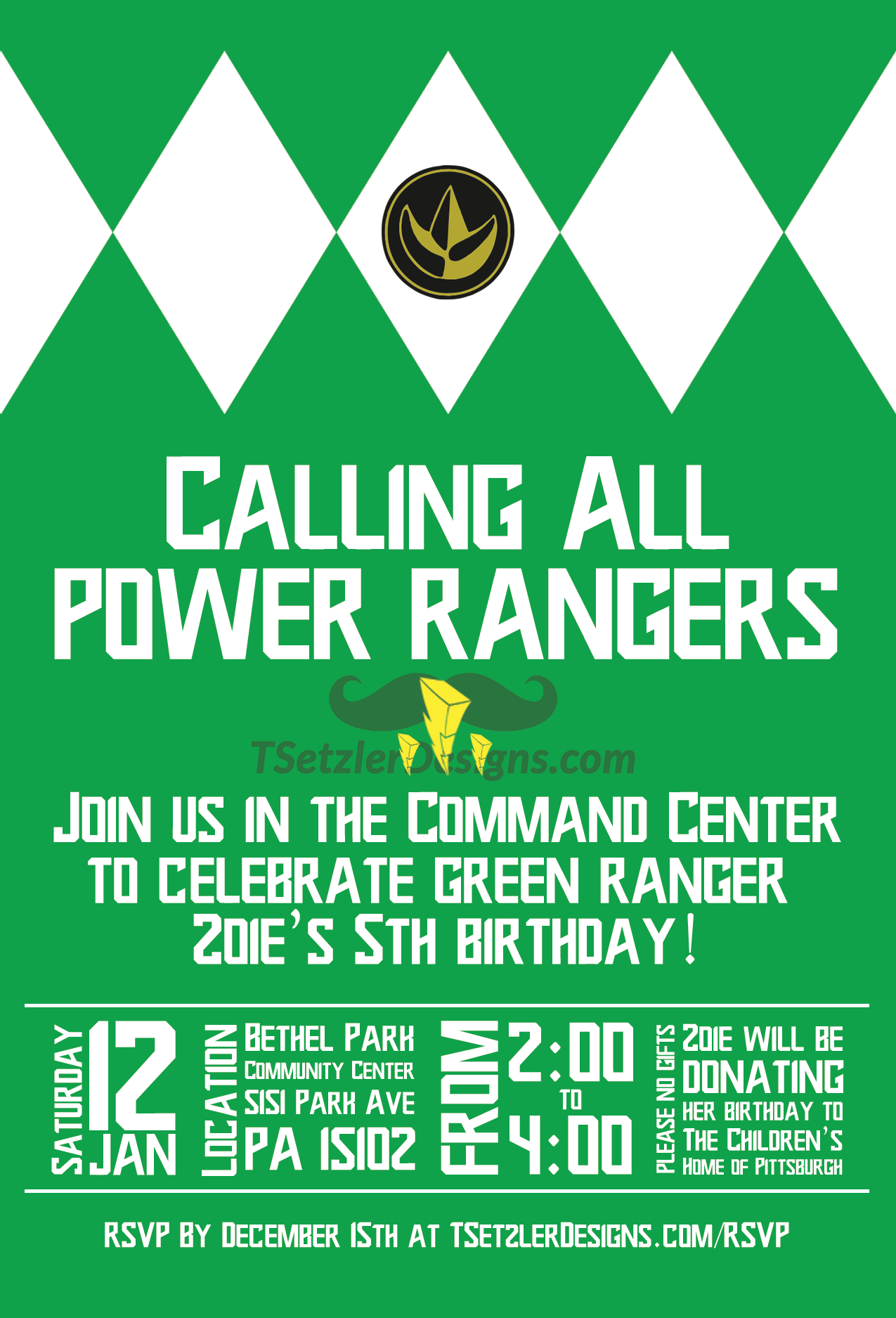 Power Ranger Invitation